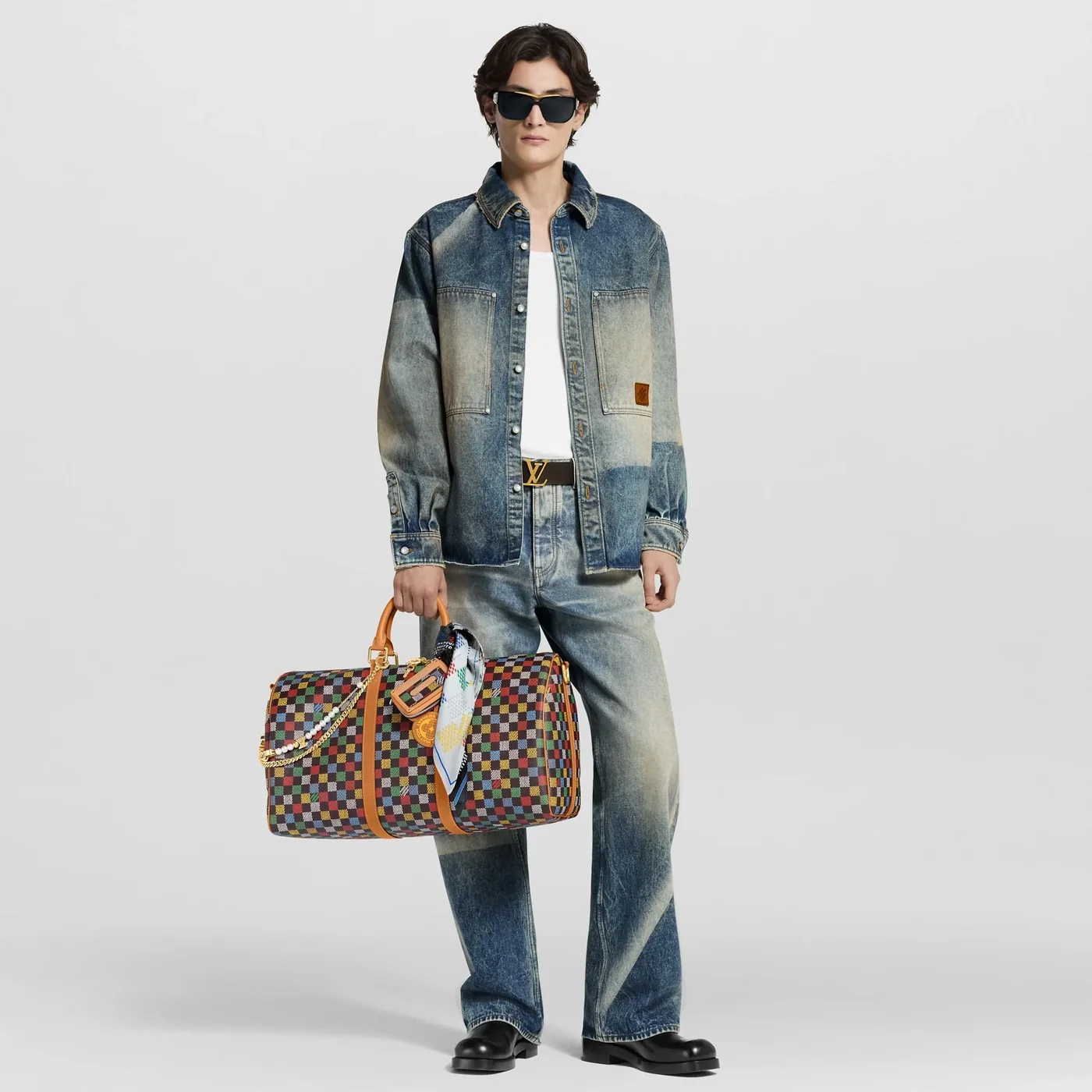 Louis Vuitton Keepall Bandouliere 50 Travel Bag in Multicolor Aged Gold Hardware Louis Vuitton Keepall Bandouliere 50 Travel Bag in Multicolor Aged Gold Hardware