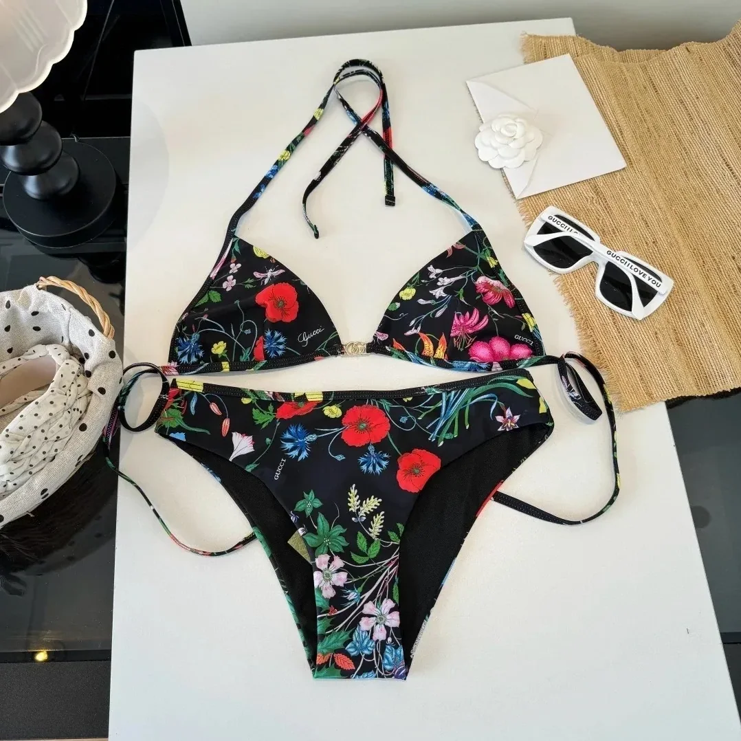 Gucci Flora Print Triangle Bikini Multicolor Gucci Flora Print Triangle Bikini Multicolor