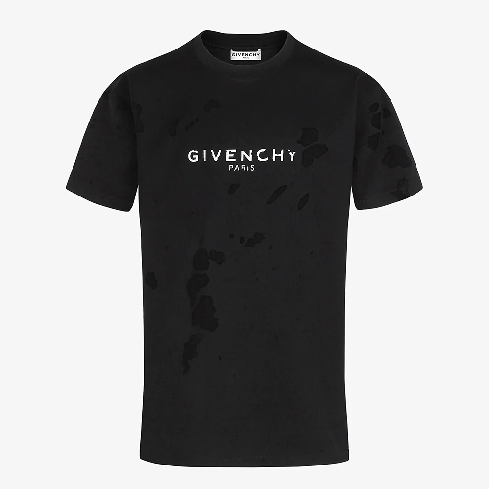Givenchy Paris Destroyed T-Shirt for Men in Black Givenchy Paris Destroyed T-Shirt for Men in Black