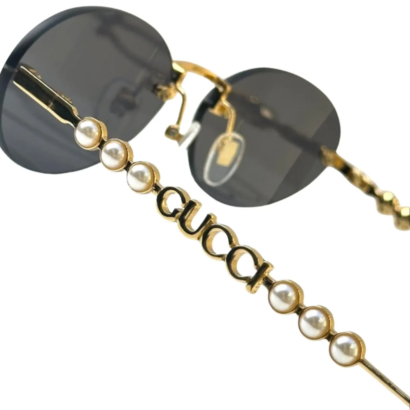 Gucci Oval Frame Sunglasses Black With Gold Toned Metal