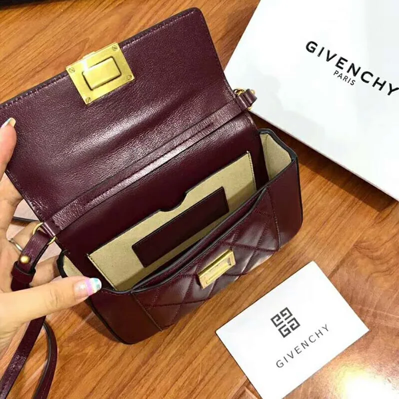 Givenchy Mini Pocket Bag in Diamond Quilted Leather for Women in Maroon Givenchy Mini Pocket Bag in Diamond Quilted Leather for Women in Maroon