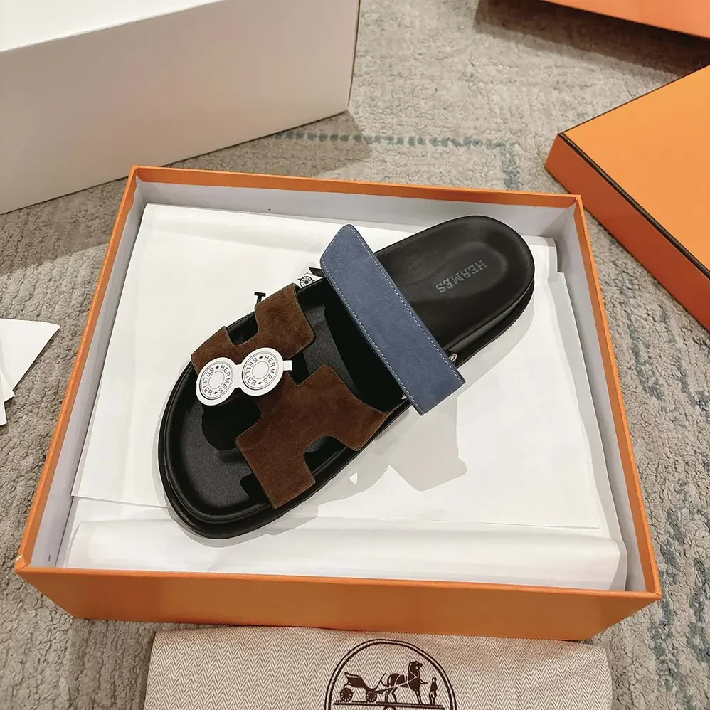 Hermes Chypre Sandal for Unisex in Blue/Brown
