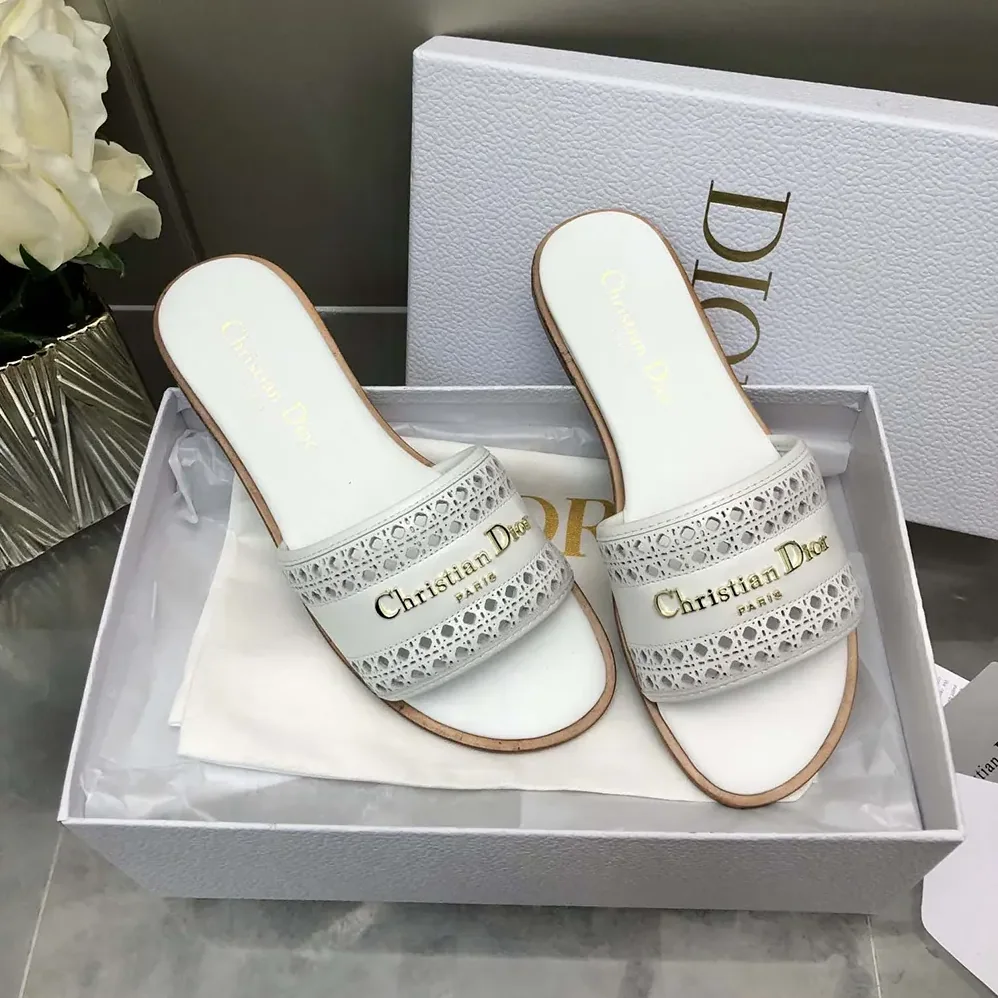 Dior White Calfskin with Openwork Microcannage Motif for Women