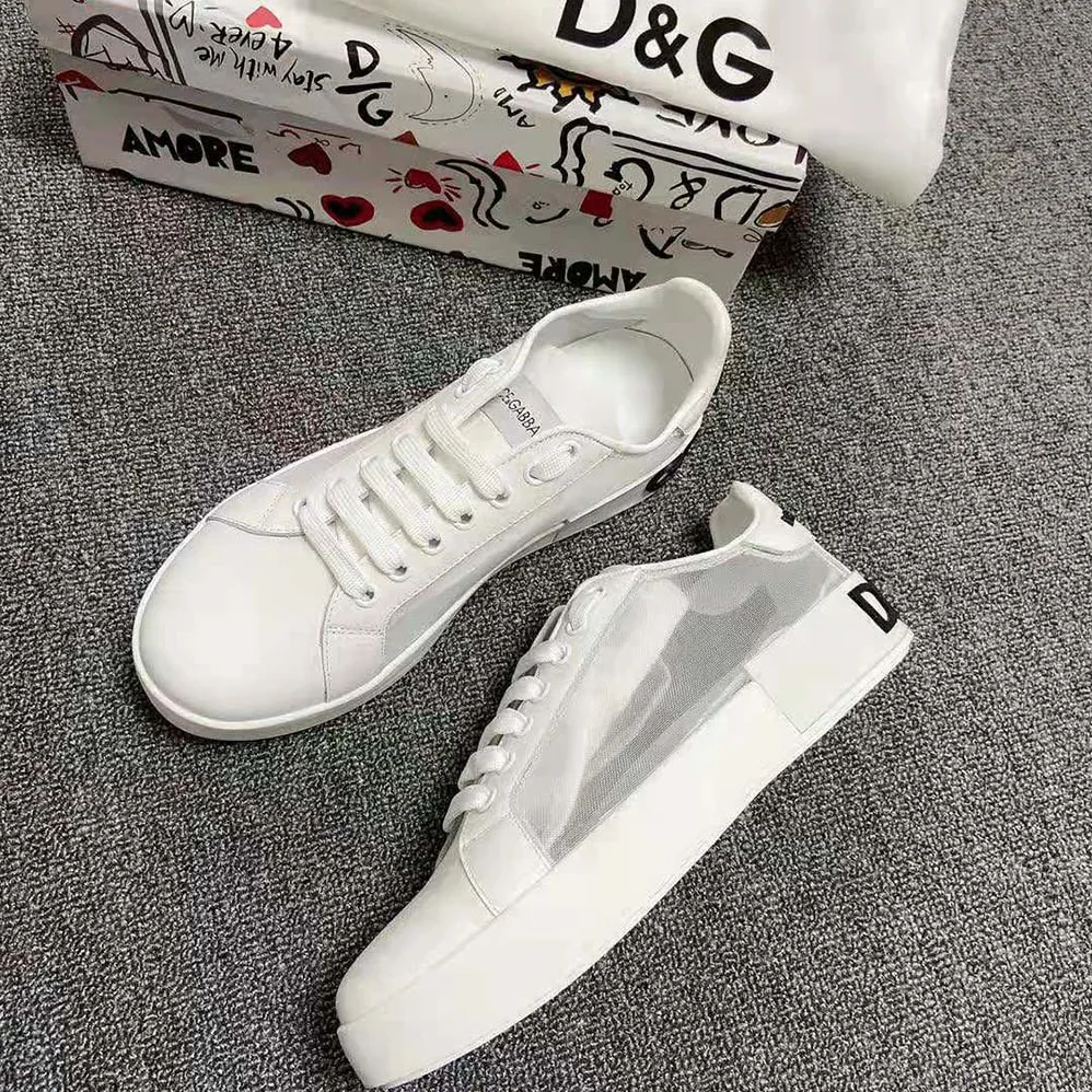 Dolce Gabbana D&G Portofino Sneakers in Nappa Leather and Mesh for Women