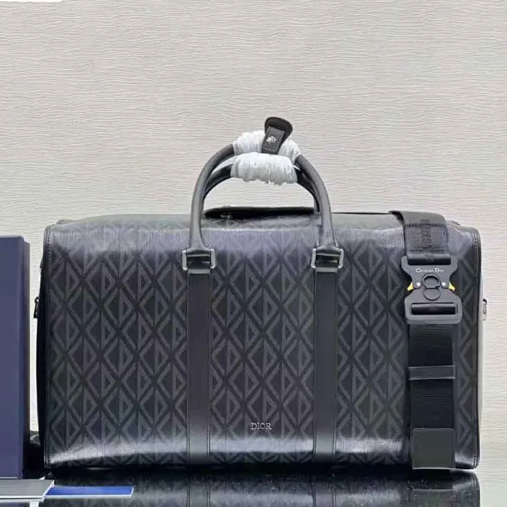 Dior Lingot 50 Duffle Bag Black CD Diamond Canvas for Men Dior Lingot 50 Duffle Bag Black CD Diamond Canvas for Men