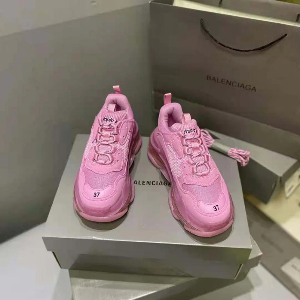 Balenciaga Triple S Clear Sole Sneaker in Light Pink Double Foam and Mesh for Women