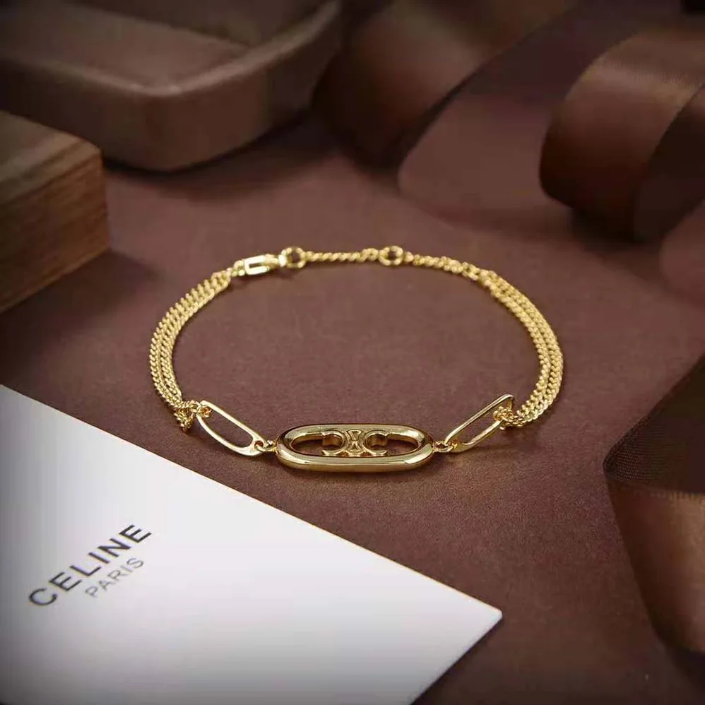 Celine Maillon Triomphe Bracelet in Brass with Gold Finish for Women Celine Maillon Triomphe Bracelet in Brass with Gold Finish for Women