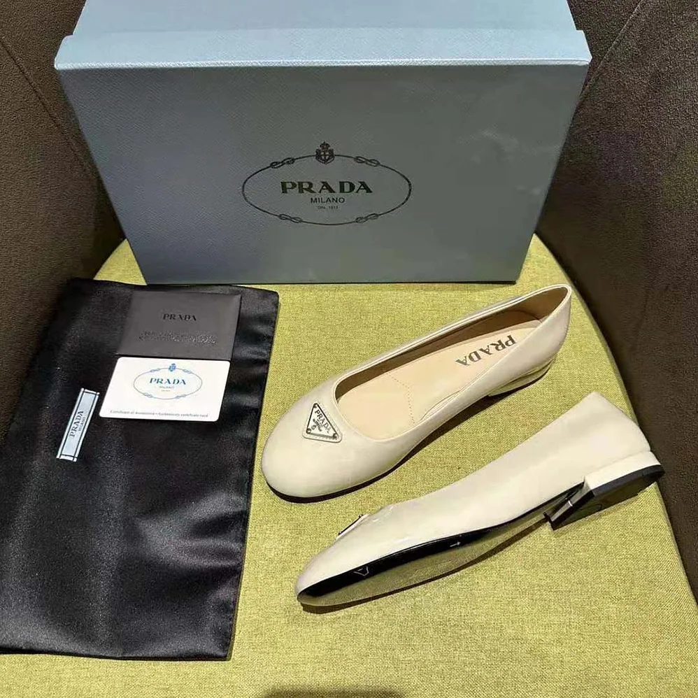 Prada Patent Leather Ballerinas for Women in White