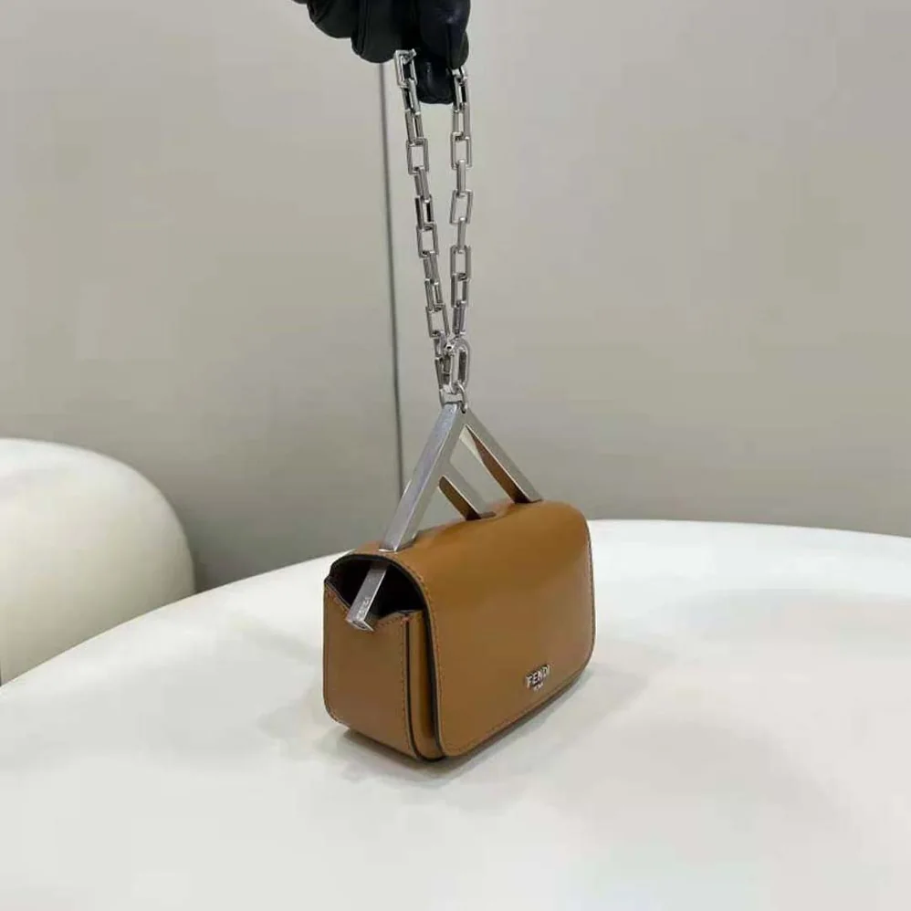 Fendi Nano Bag F Brown Leather Mini for Women in Bag Fendi Nano Bag F Brown Leather Mini for Women in Bag