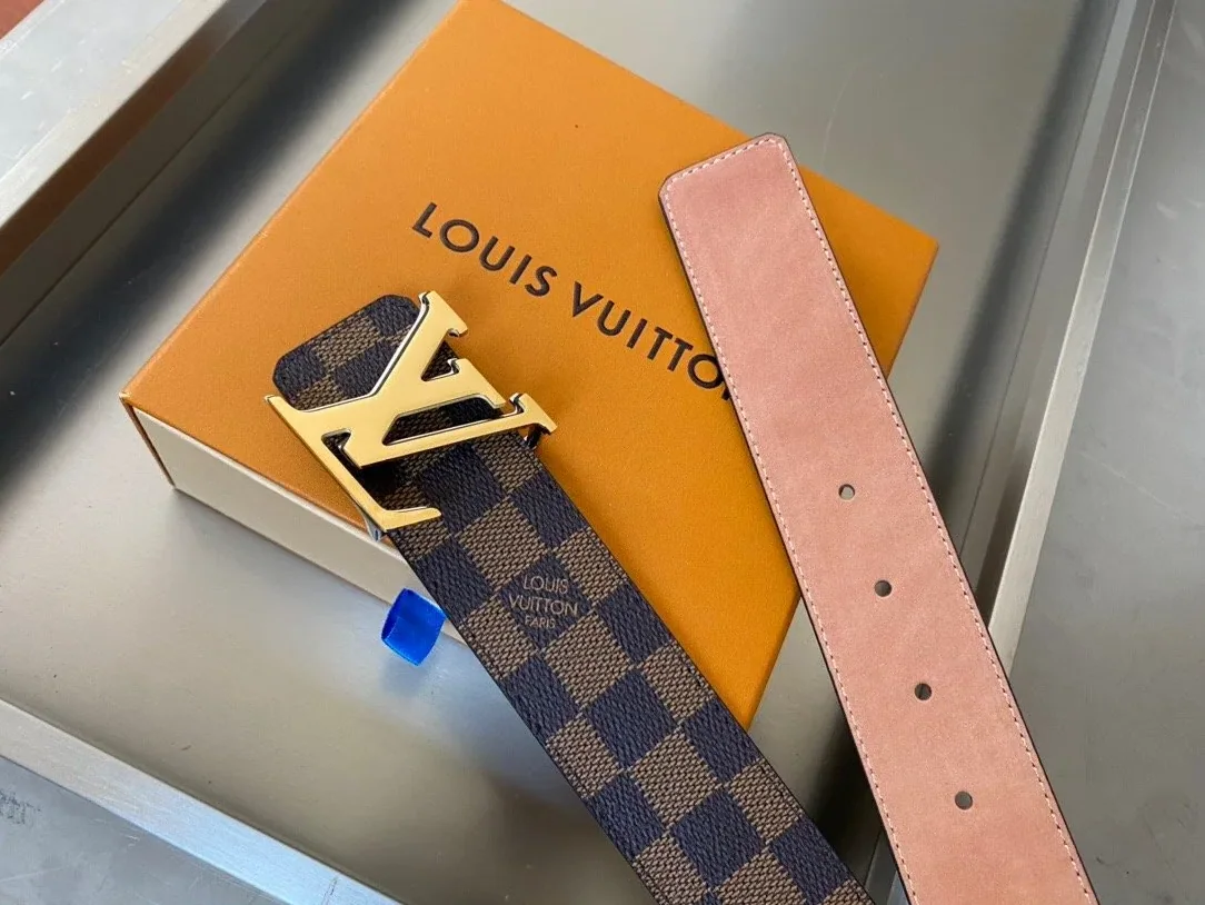 Louis Vuitton Initiales Reversible LV Belt with Damier Ebene Canvas Gold Toned Hardware LV for Women Louis Vuitton Initiales Reversible LV Belt with Damier Ebene Canvas Gold Toned Hardware LV for Women