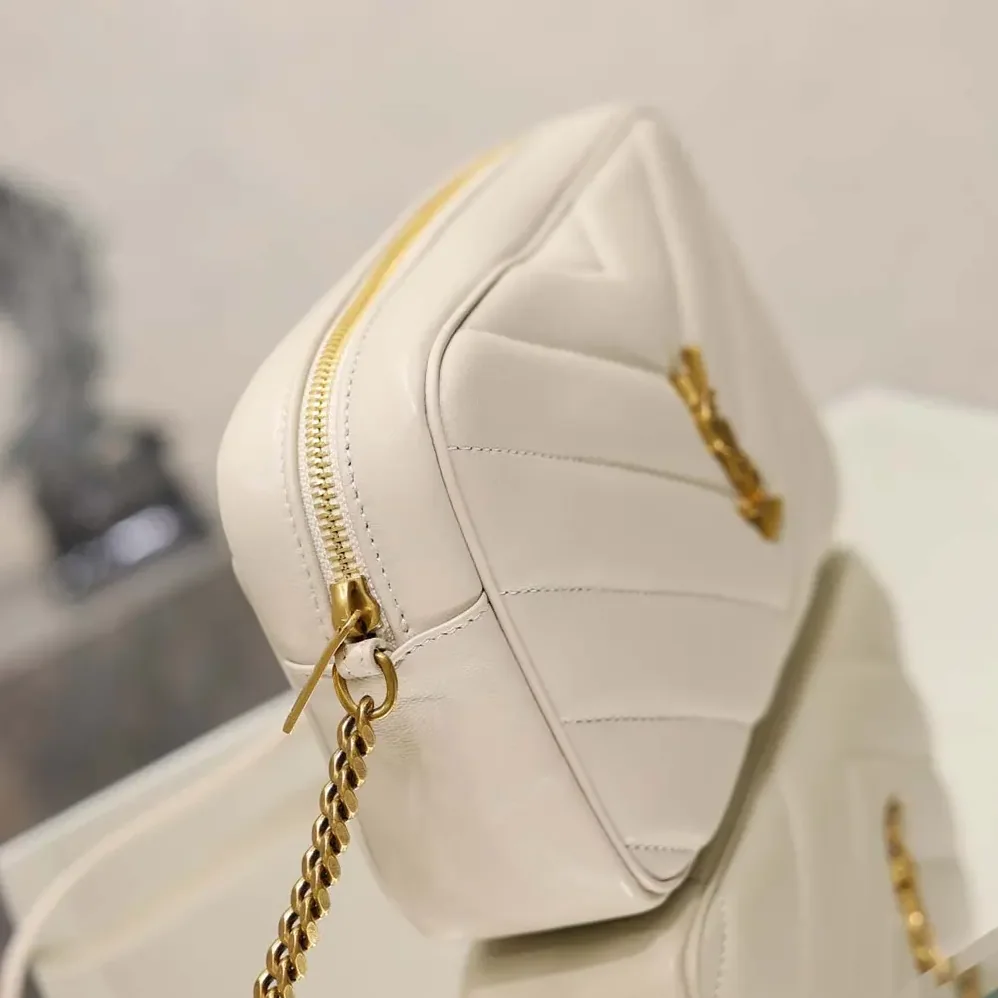 Saint Laurent YSL Loulou Camera Bag In Matelassé Lambskin for Women in White Saint Laurent YSL Loulou Camera Bag In Matelassé Lambskin for Women in White