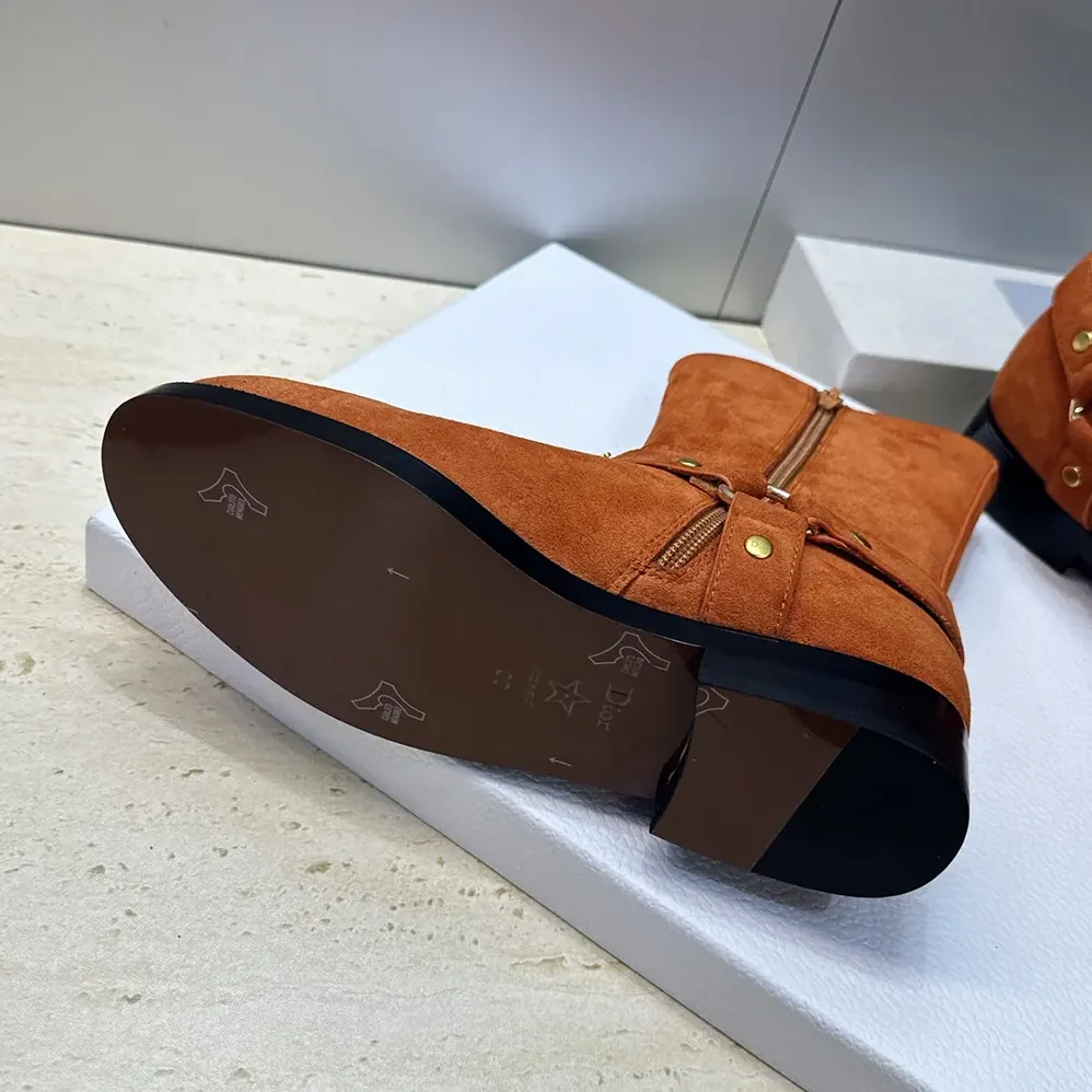Dior Bolt Ankle Boot Cognac Brown Suede Calfskin for Women Dior Bolt Ankle Boot Cognac Brown Suede Calfskin for Women