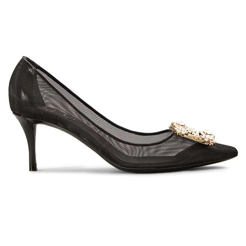 Roger Vivier Flower Strass Buckle Net Pumps 60mm Heel for Women