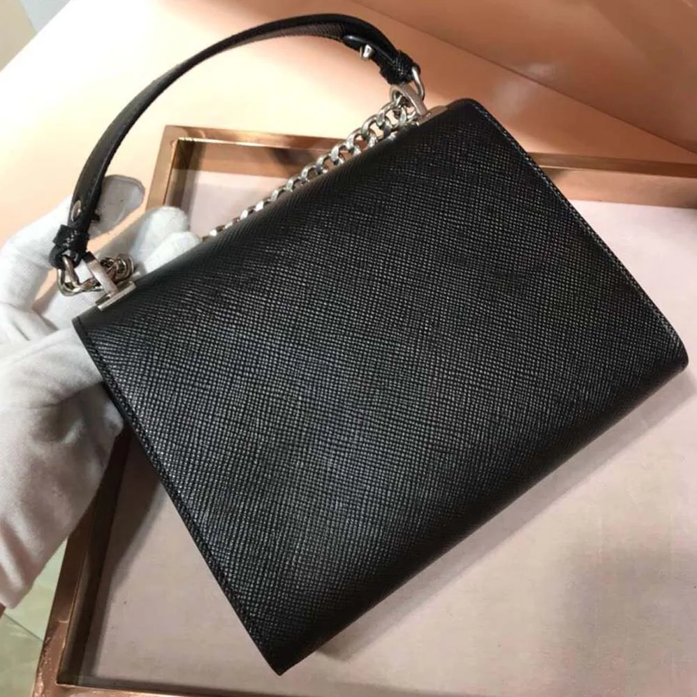 Prada Monochrome Saffiano Leather Bag for Women in Black