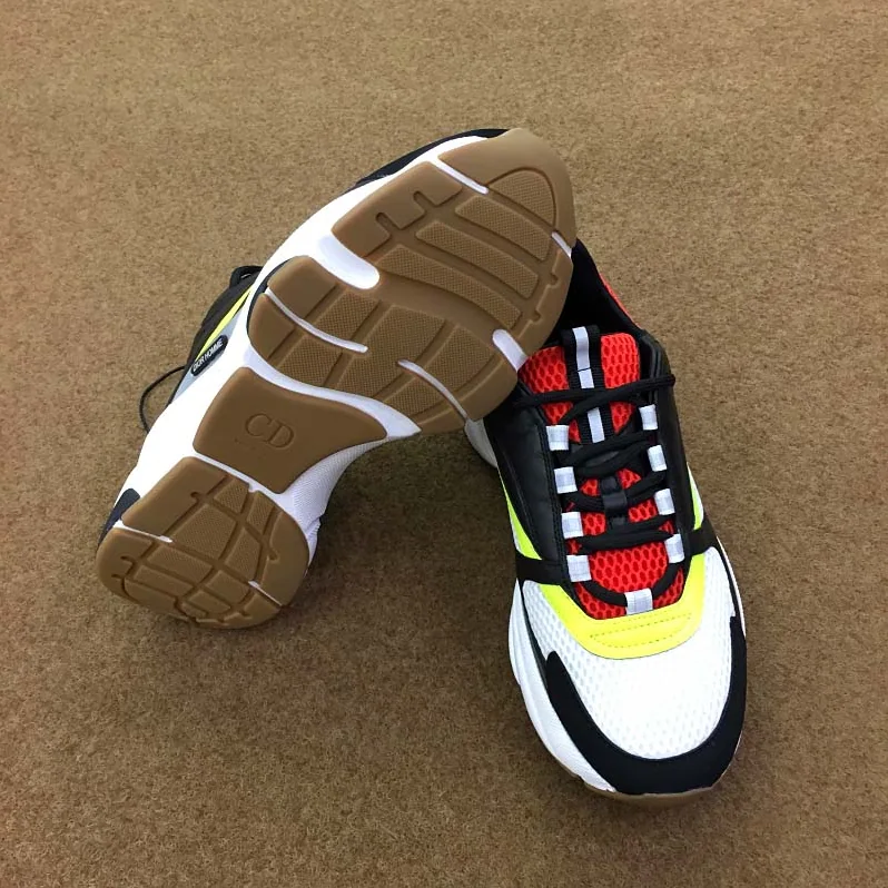 Dior Black Red Yellow Canvas and Calfskin Trainer for Men Dior Black Red Yellow Canvas and Calfskin Trainer for Men