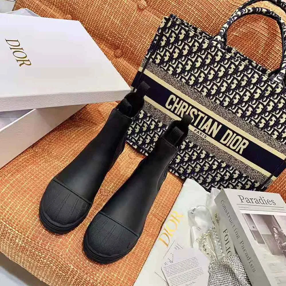 Dior Dioriron Ankle Boot Black Rubber and Calfskin for Women Dior Dioriron Ankle Boot Black Rubber and Calfskin for Women