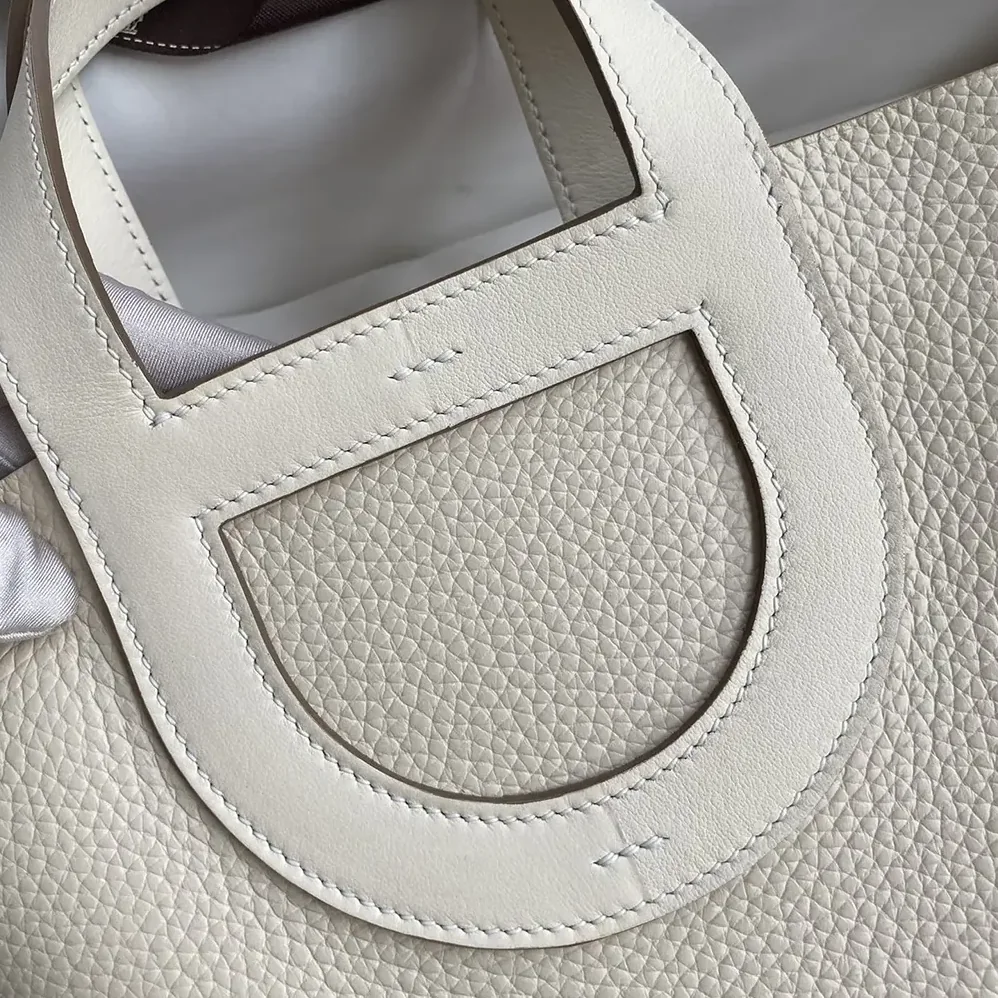Hermes In the Loop 18 Handbag Clemence Leather for Women in White/Gold