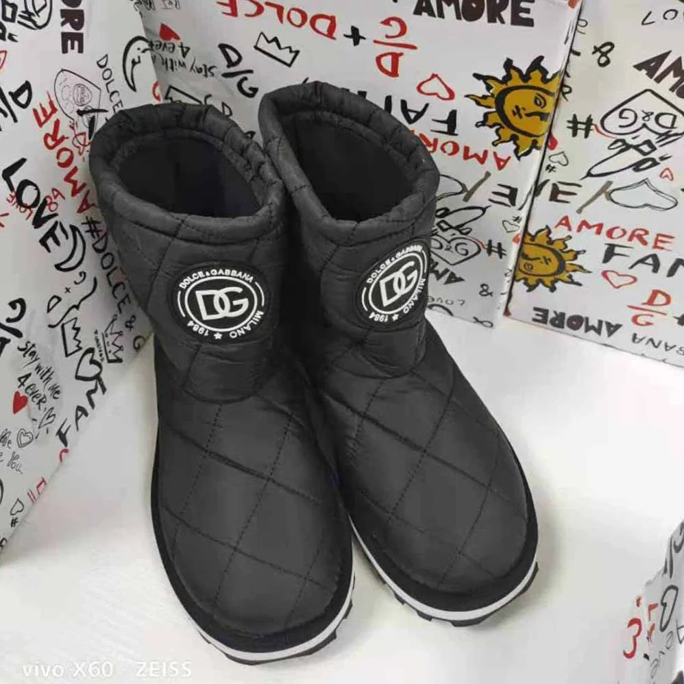 Dolce Gabbana D&G Nylon Ankle Boots with DG Logo for Women in Black