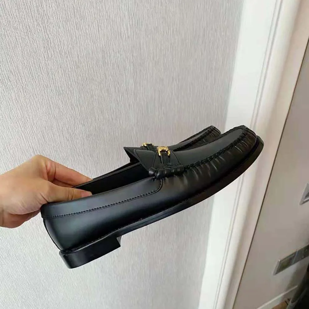 Celine Luco Triomphe Loafer in Polished Calfskin for Women in Black Celine Luco Triomphe Loafer in Polished Calfskin for Women in Black