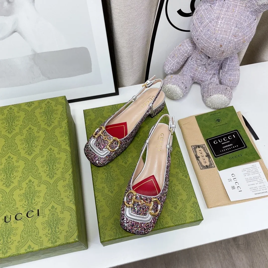 Gucci Lovelight Slingback Mid-Heel With Horsebit Multicolor GG Gucci Lovelight Slingback Mid-Heel With Horsebit Multicolor GG