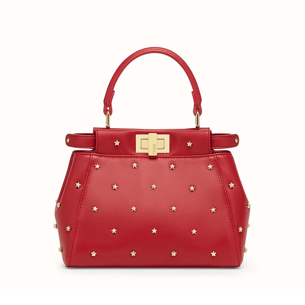 Fendi Peekaboo XS Leather Mini-Bag for Women in Red