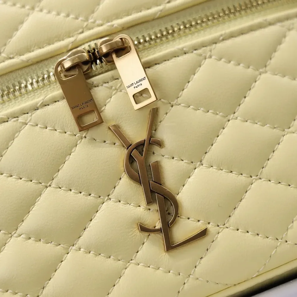 Saint Laurent YSL Gaby Vanity Bag In Lambskin for Women in Yellow Saint Laurent YSL Gaby Vanity Bag In Lambskin for Women in Yellow