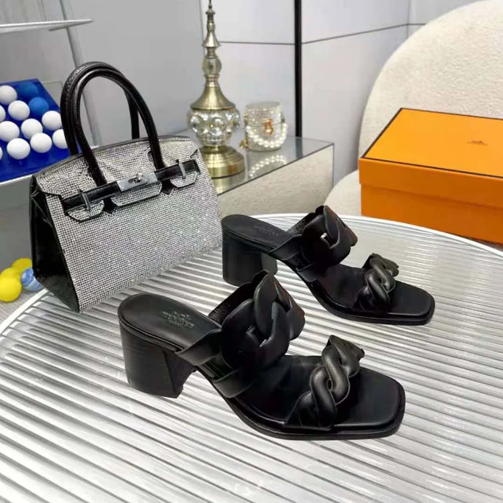 Hermes Gaby 60 Sandal in 6 cm High Heel for Women in Black