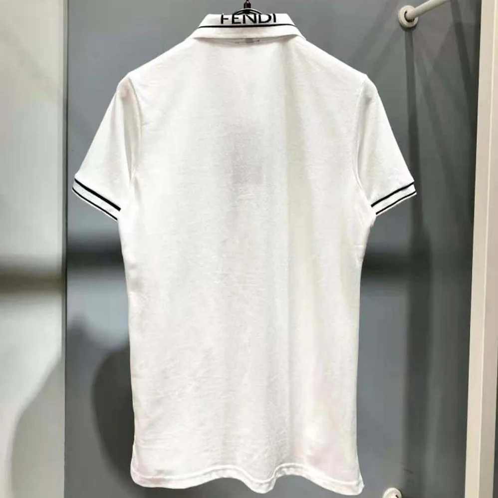 Fendi Polo Shirt White Pique Sweater for Men