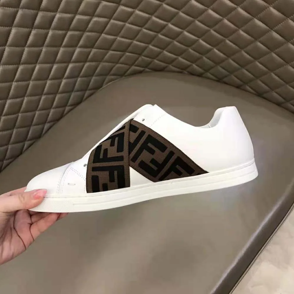Fendi Sneakers White Leather Slip for Men in ons