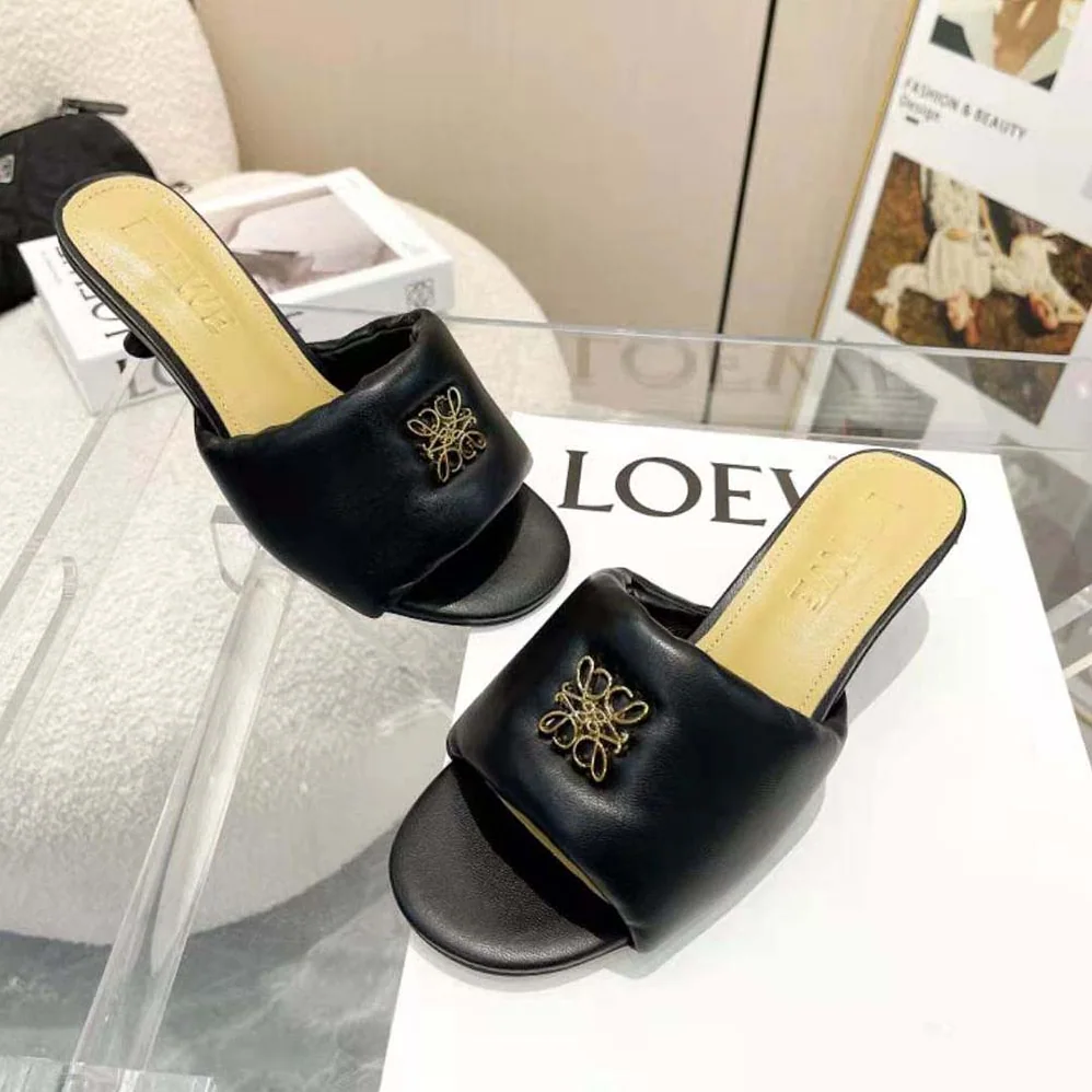 Loewe Anagram Padded Mule in Lambskin for Women in Black Loewe Anagram Padded Mule in Lambskin for Women in Black