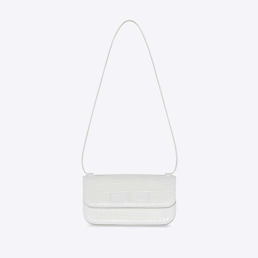 Balenciaga Gossip Small Bag in Extra Supple Crocodile Embossed Calfskin in White for Women Balenciaga Gossip Small Bag in Extra Supple Crocodile Embossed Calfskin in White for Women