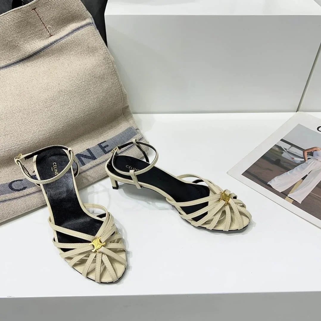 Celine Triomphe Sandal White