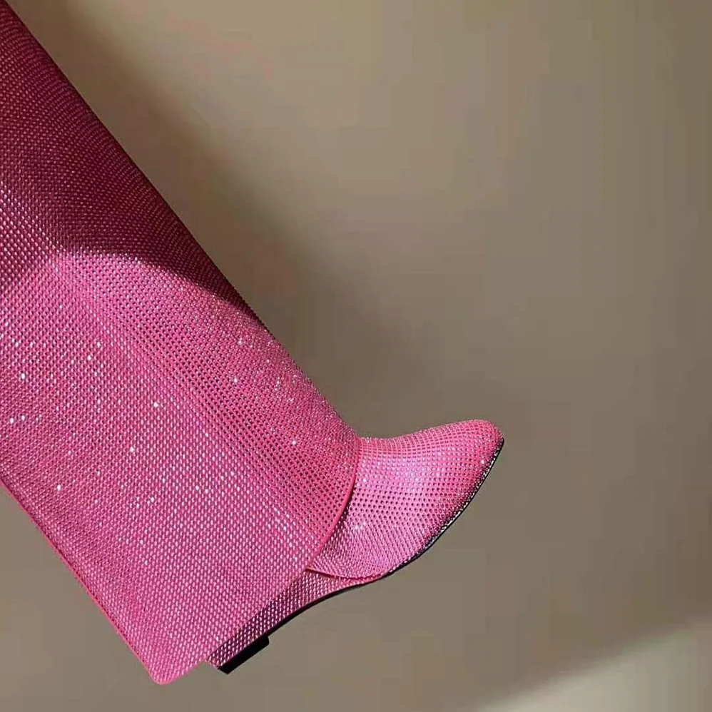 Givenchy Shark Lock Boots in Satin with Strass for Women in Pink Givenchy Shark Lock Boots in Satin with Strass for Women in Pink
