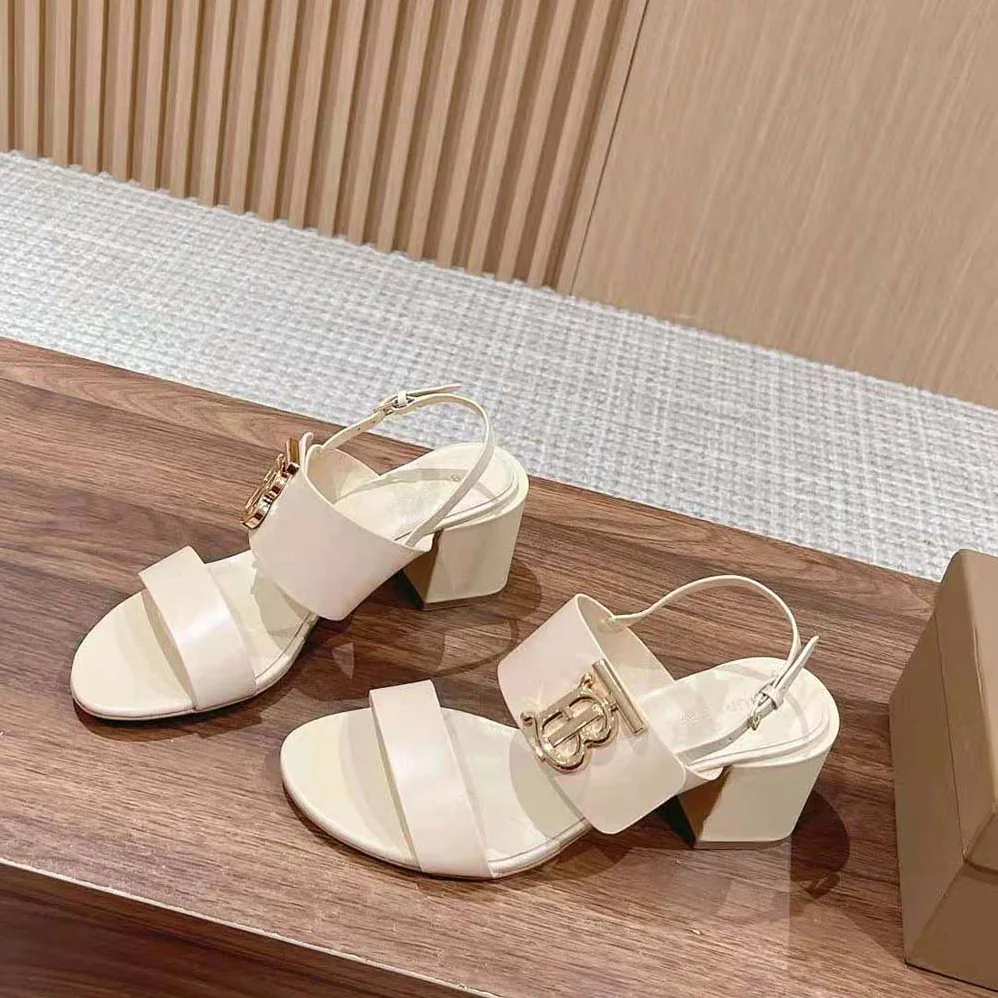 Burberry Monogram Motif Leather Sandals for Women in White Burberry Monogram Motif Leather Sandals for Women in White