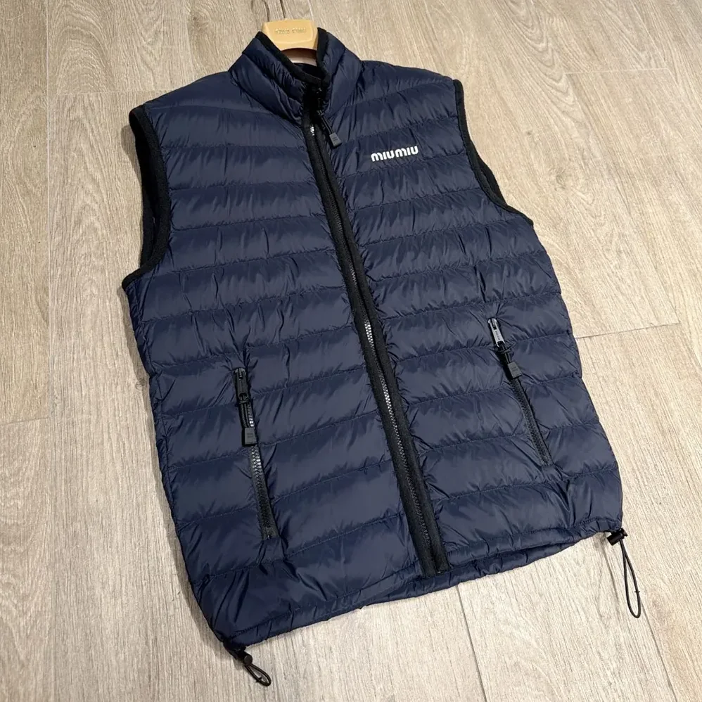 Miu Miu Light Pongé Down Vest with Embroidered logo for Women Miu Miu Light Pongé Down Vest with Embroidered logo for Women