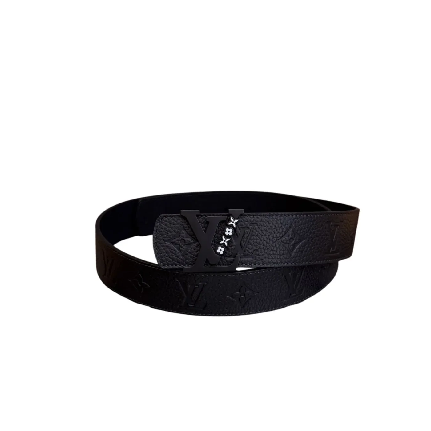 Louis Vuitton LV Initiales Embossed Monogram Pattern Belt Black