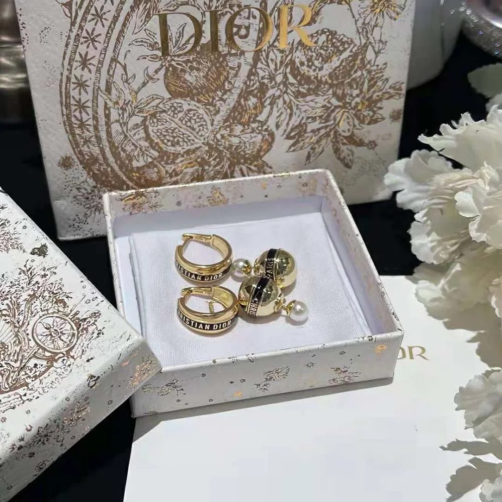 Dior Tribales Earrings Gold-Finish Metal and Black Lacquer for Women