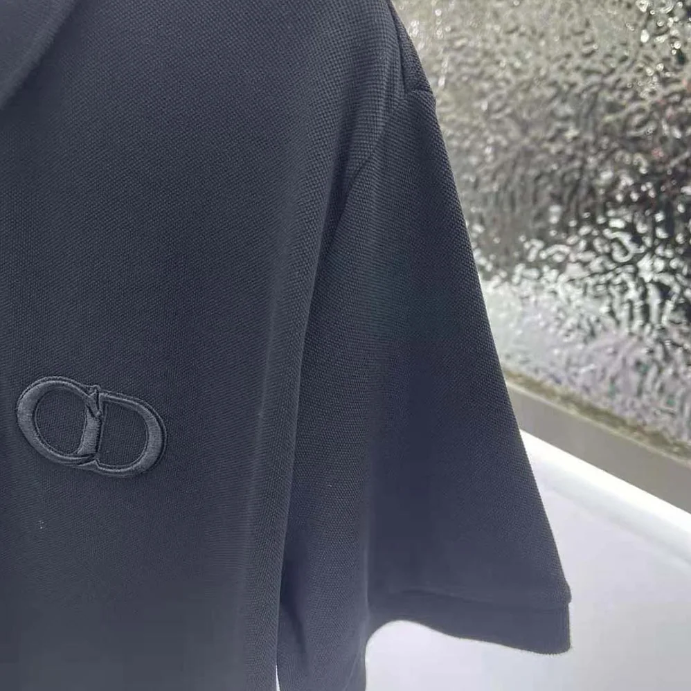 Dior CD Icon Polo Shirt Black Cotton Pique for Men Dior CD Icon Polo Shirt Black Cotton Pique for Men