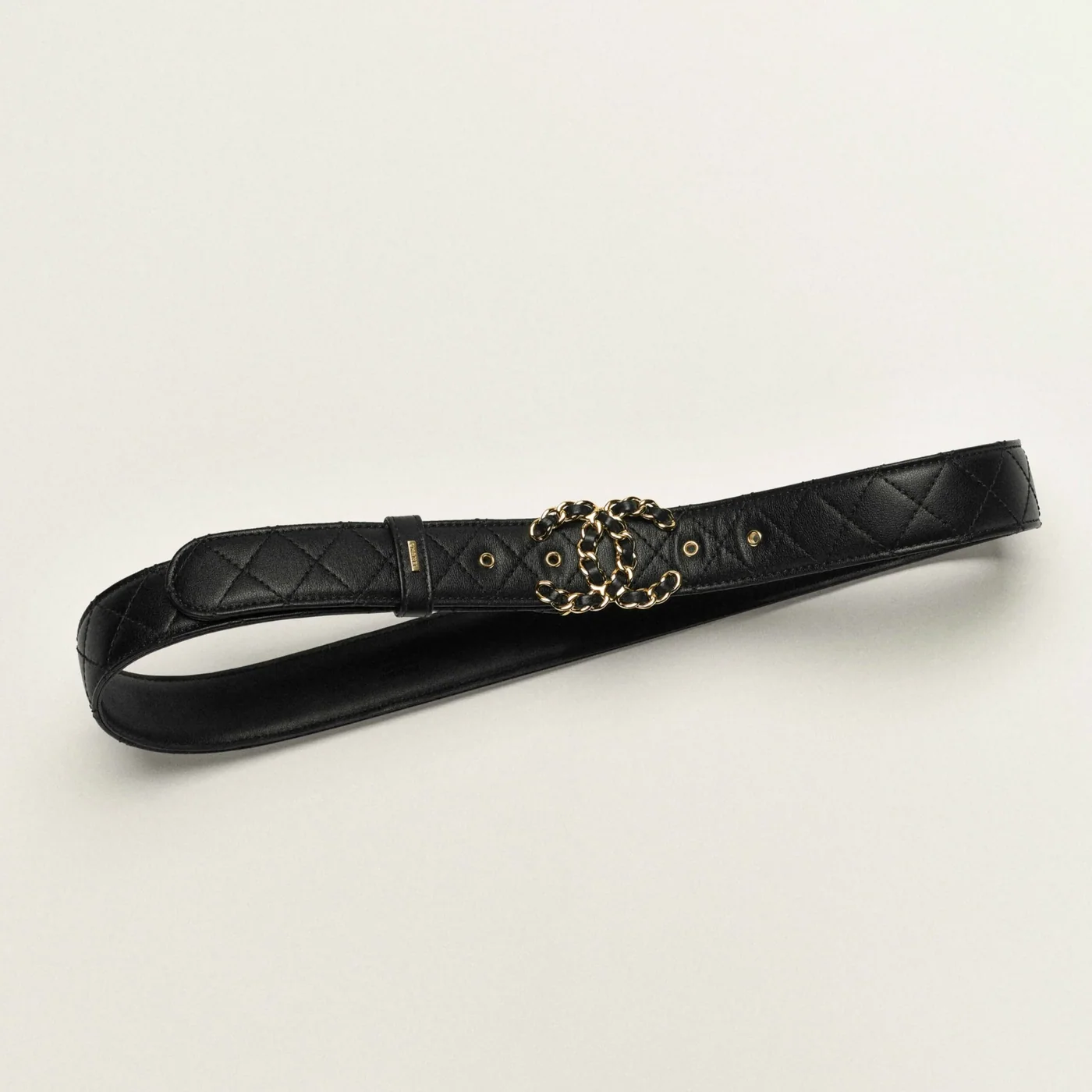 Chanel CC Buckle Quilted Belt Black
