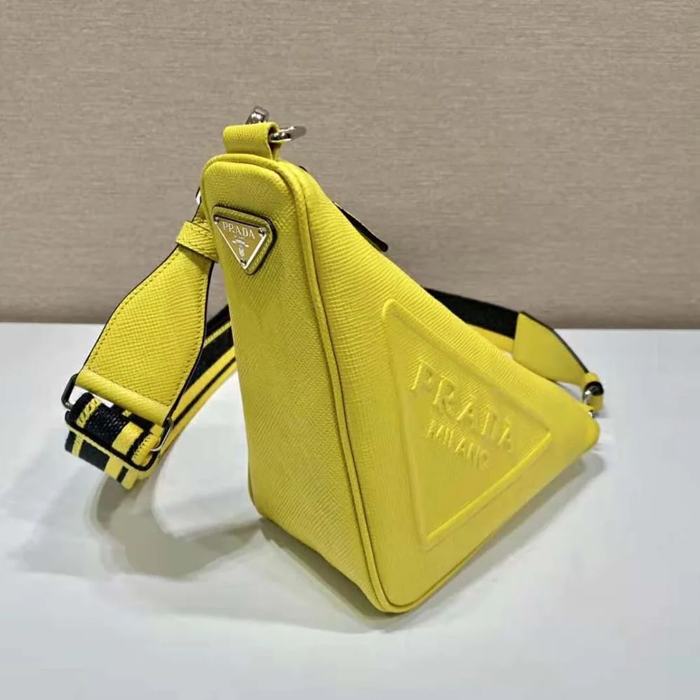 Prada Saffiano Prada Triangle Bag for Women in Yellow