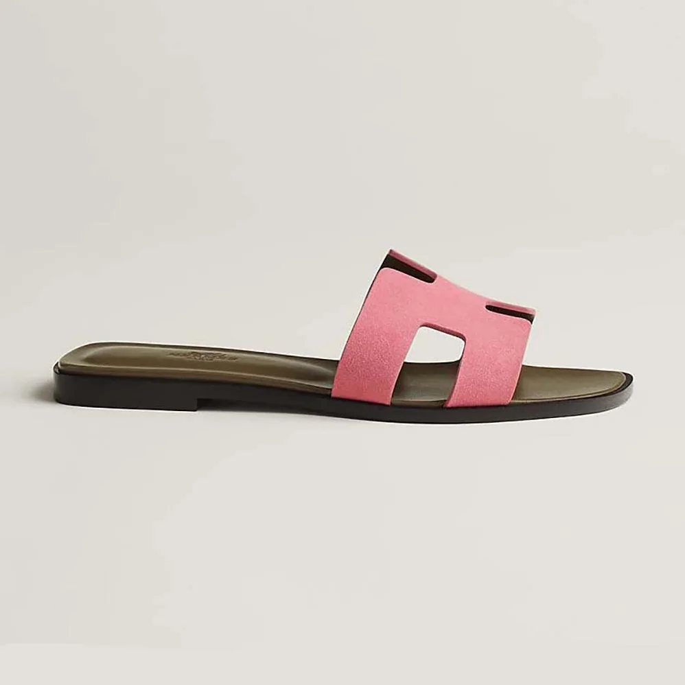 Hermes Oran Sandal in Suede Goatskin for Women in Rose Hermes Oran Sandal in Suede Goatskin for Women in Rose