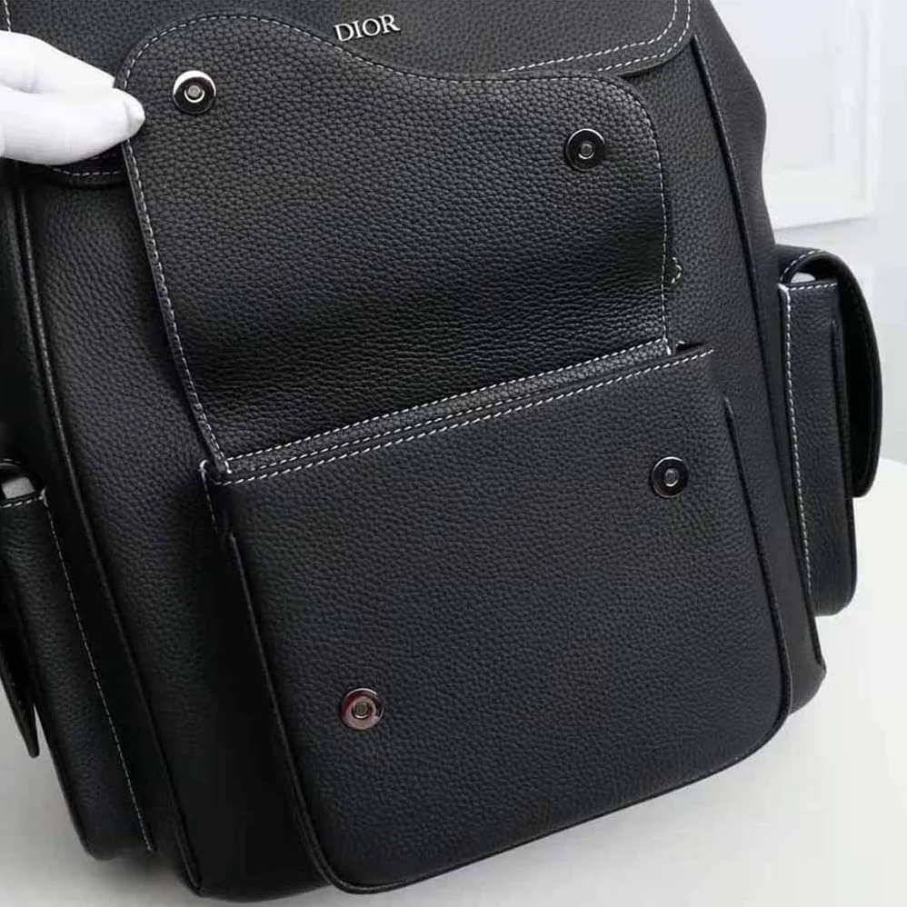 Dior Saddle Backpack Black Grained Calfskin for Men Dior Saddle Backpack Black Grained Calfskin for Men