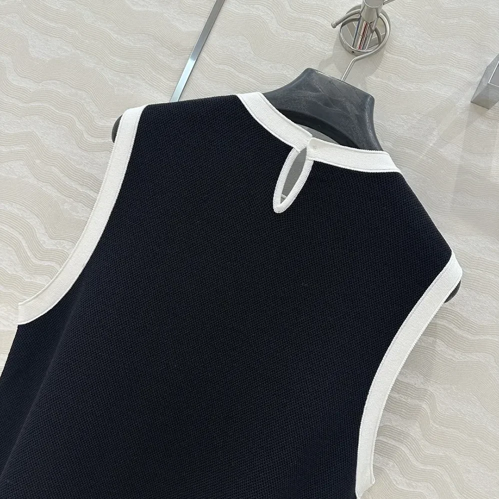 Dior Dioriviera Short Straight Dress Black and Ecru Technical Knit for Women