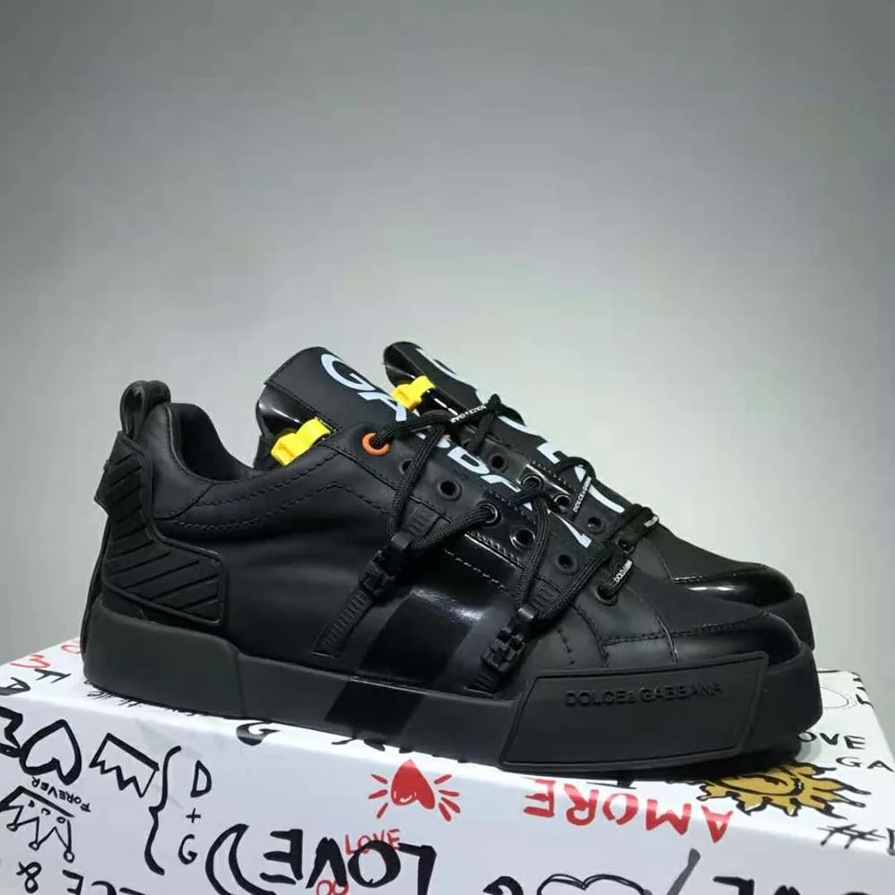 Dolce Gabbana D&G Portofino Sneakers in Calfskin and Patent Leather for Women