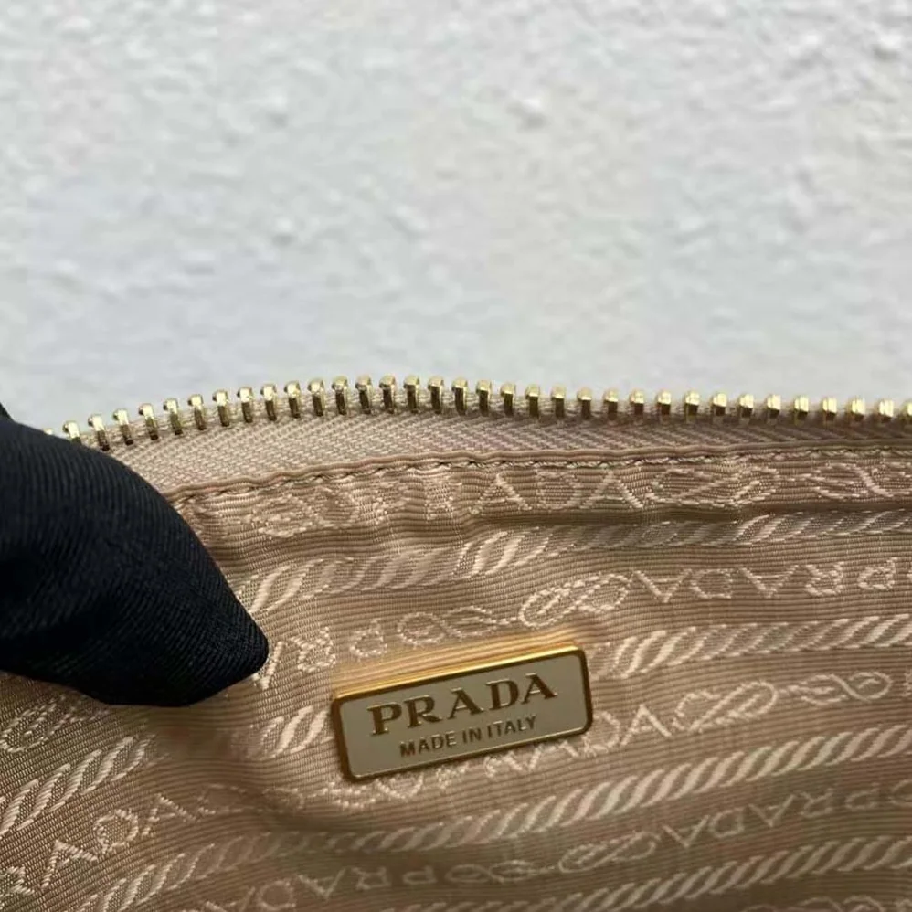 Prada Embroidered Fabric Mini-Bag for Women in Beige Prada Embroidered Fabric Mini-Bag for Women in Beige