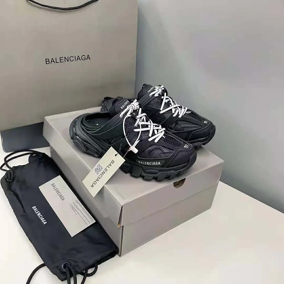 Balenciaga Track Mule in Black Mesh and Nylon for Women Balenciaga Track Mule in Black Mesh and Nylon for Women