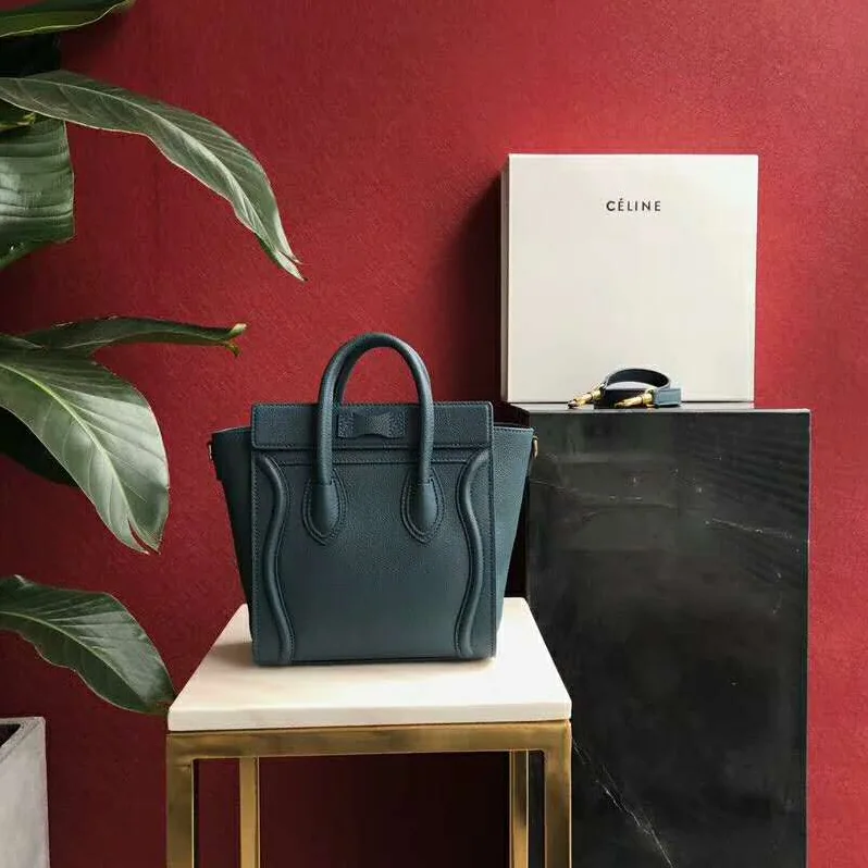 Celine Micro Luggage Handbag in Drummed Calfskin for Women in Olive Celine Micro Luggage Handbag in Drummed Calfskin for Women in Olive