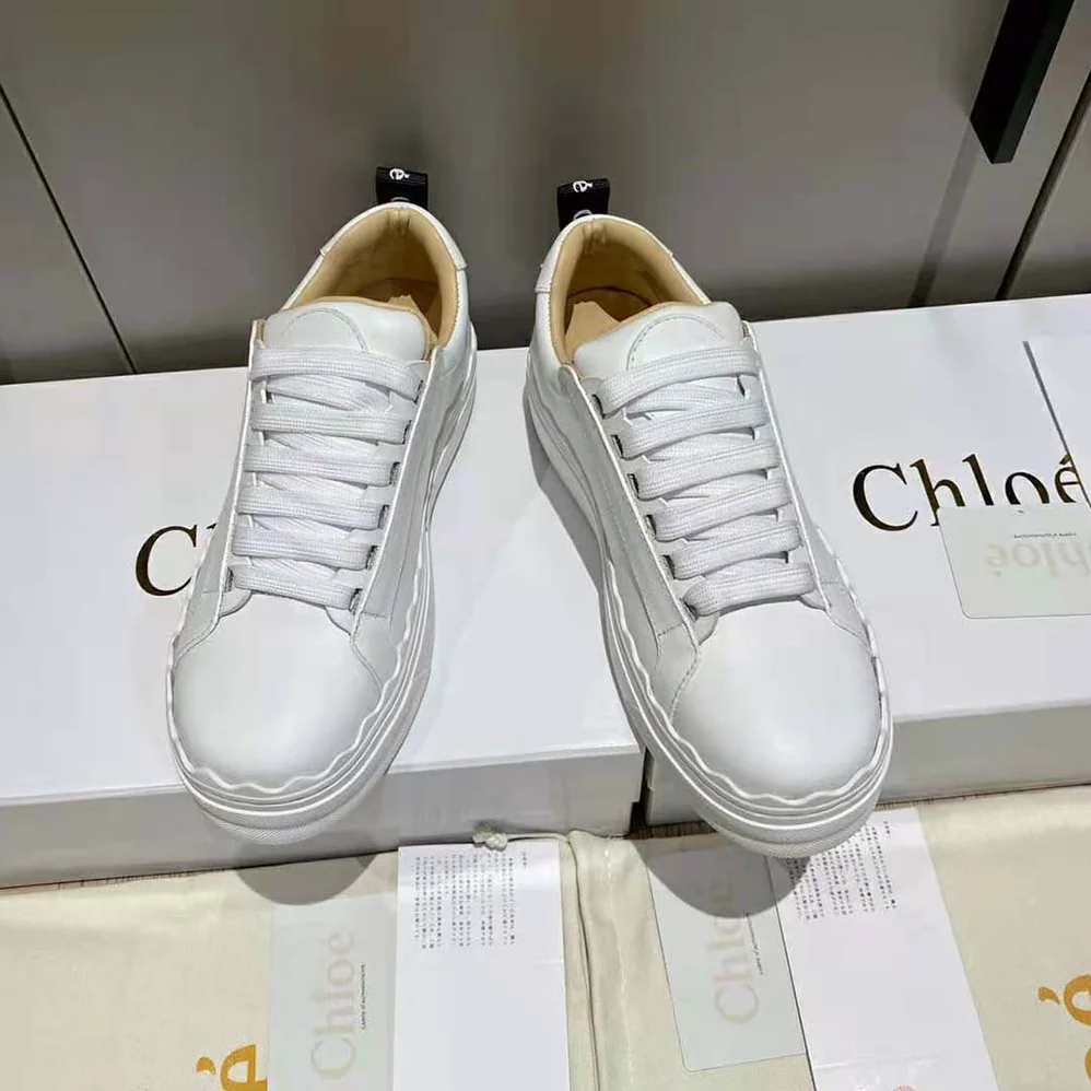 Chloe Lauren Sneaker in Smooth Calfskin for Women in White Chloe Lauren Sneaker in Smooth Calfskin for Women in White