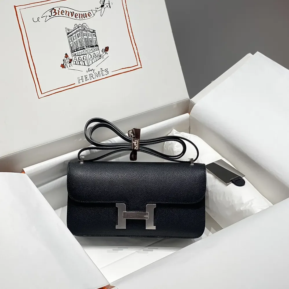 Hermes Constance Elan Epsom Silver for Women in Black