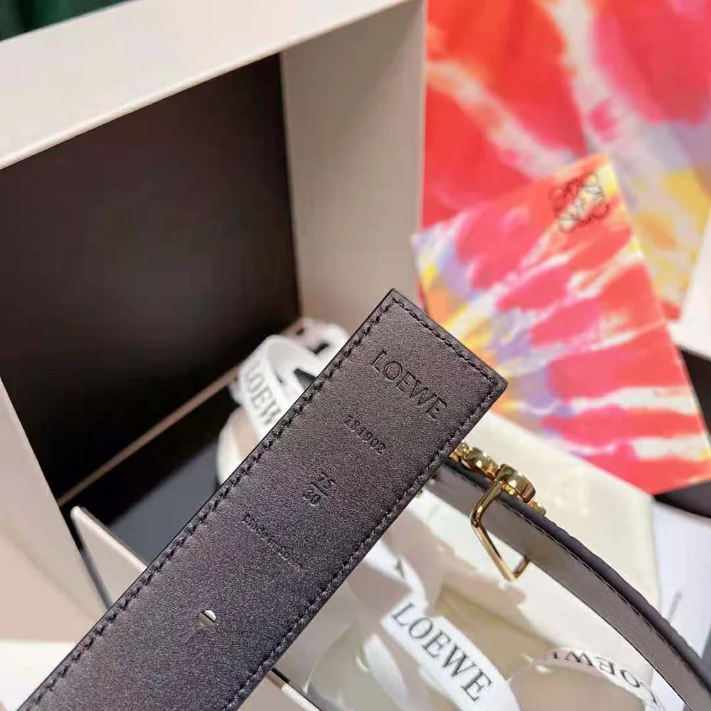 Loewe Anagram Belt in Silk Calfskin for Women in Black Loewe Anagram Belt in Silk Calfskin for Women in Black